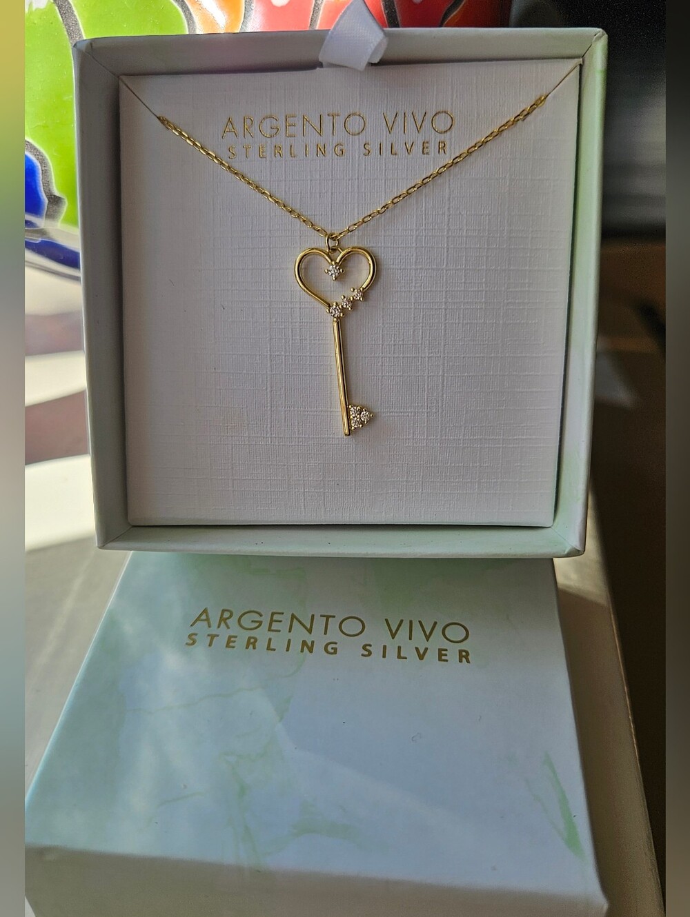 Argento Vivo Love Heart Key Pendant Necklace